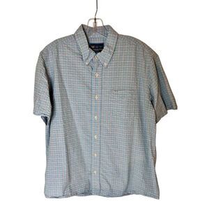Charleston Threads Blue Seersucker Button Down Men's XL Short Sleeve Shirt